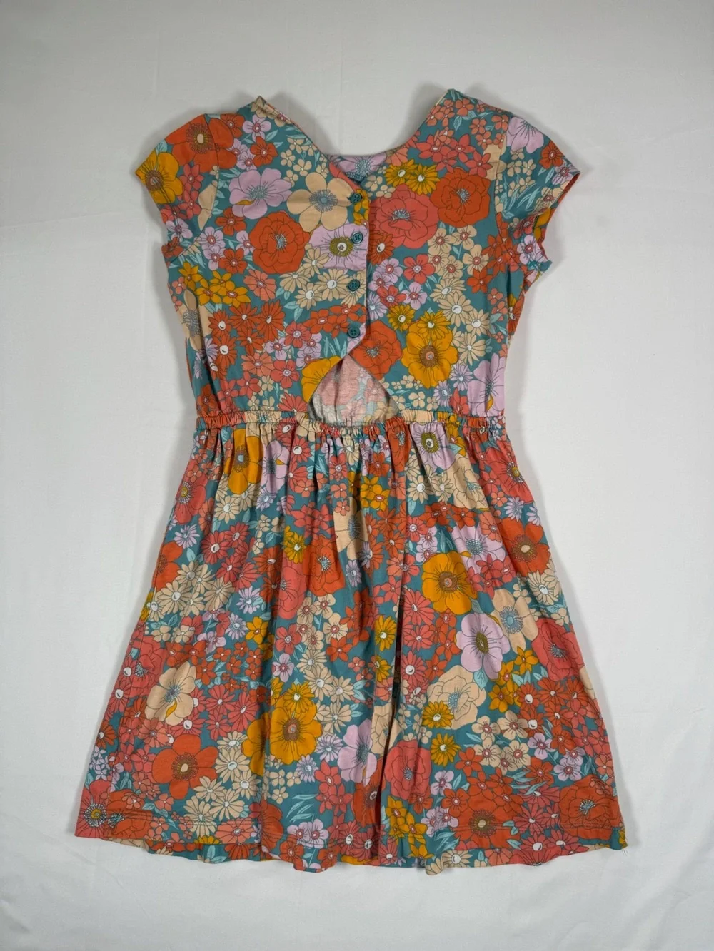 CARTER’S KID Girls Floral Dress Size 12/12A Boho Cotton Short Sleeve Spring
